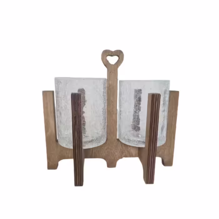 جا قاشقی چوبی مدل دوقلو پایه چوبی طرح آبگریز کد 5516