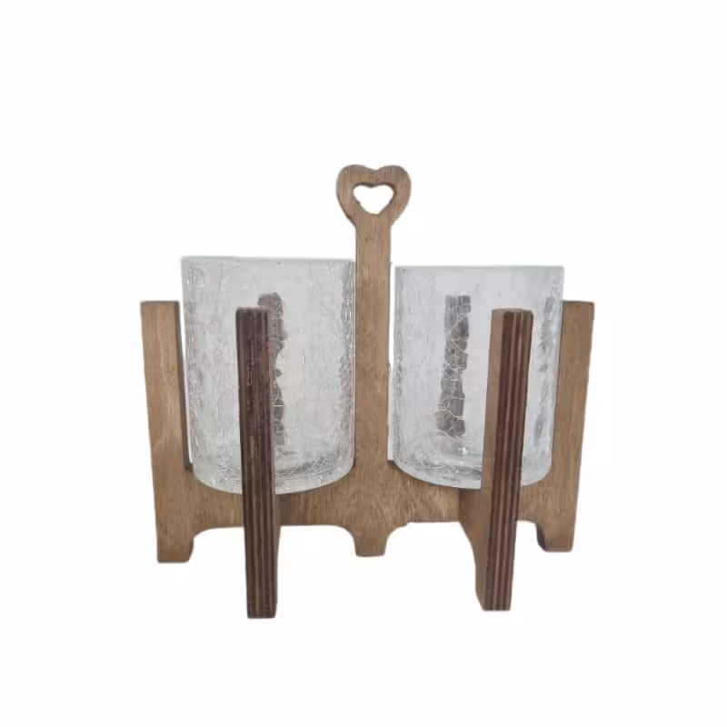 جا قاشقی چوبی مدل دوقلو پایه چوبی طرح آبگریز کد 5516