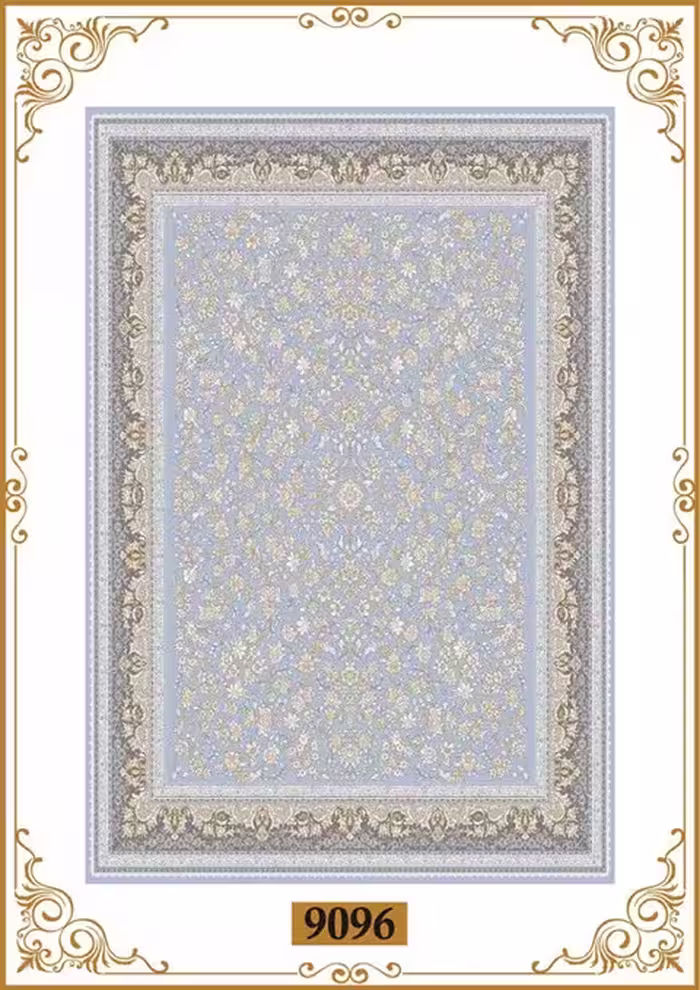 فرشینه چاپی 4 لایه ترمزگیر دار با طرح سنتی،پشت دات و چرم–تولید در ابعاد مختلف-کد 9097