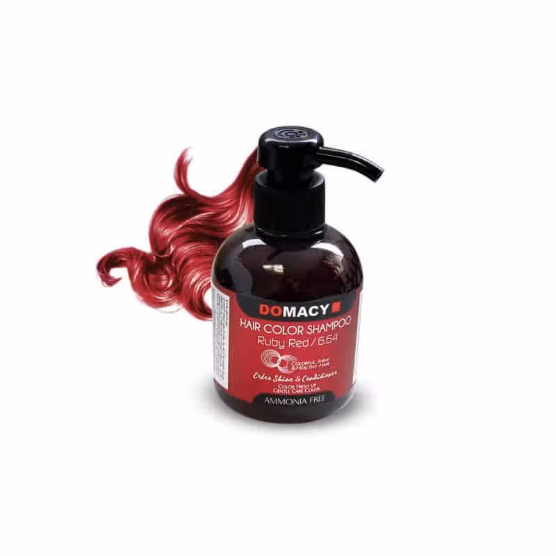 شامپو رنگساژ دوماسی شماره 6.64 حجم 300 میلی لیتر رنگ قرمز یاقوتی