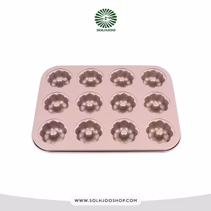 قالب تفلون طلایی گل شیفون دار 12 عددی