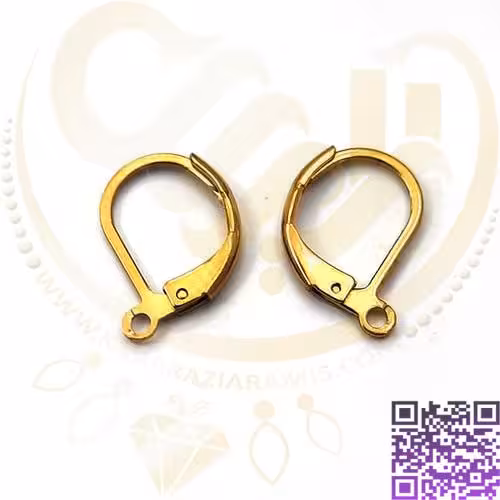 گوشواره استیل قفلی بیضی طلایی