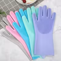 دستکش سیلیکونی پرز دار شستشوی ظروف و میوه یک جفت
