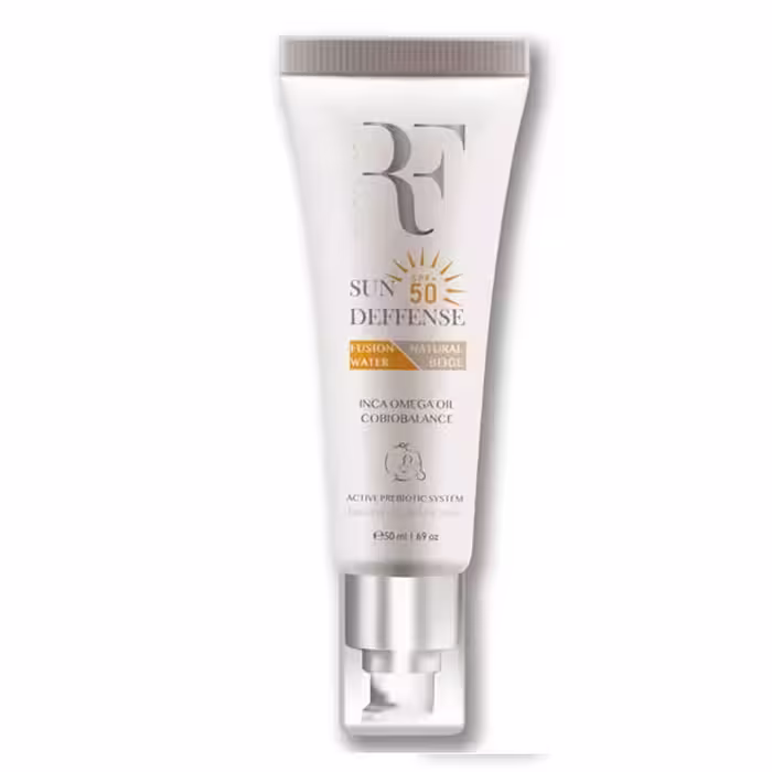 کرم ضدآفتاب فیوژن واتر آر اف SPF50 بژ طبیعی مناسب پوست خشک حجم 50 میلی لیتر