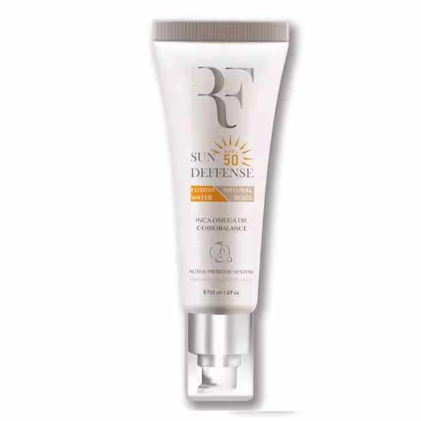 کرم ضدآفتاب فیوژن واتر آر اف SPF50 بژ طبیعی مناسب پوست خشک حجم 50 میلی لیتر