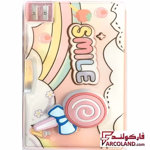 جامدادی کتابی بزرگ آهنربایی اسکوییشی دار طرح آبنبات فانتزی دخترانه | کد XPM55310-2 | تراش دار