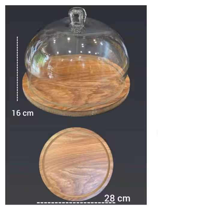 ظرف حمل کیک چوبی درب شیشه ای بزرگ