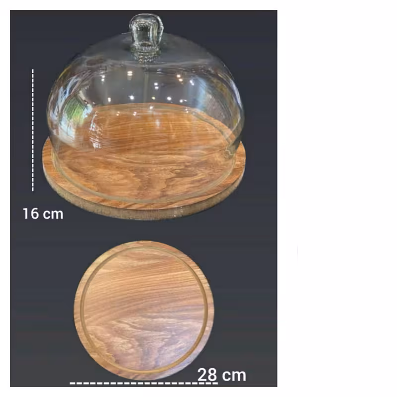 ظرف حمل کیک چوبی درب شیشه ای بزرگ