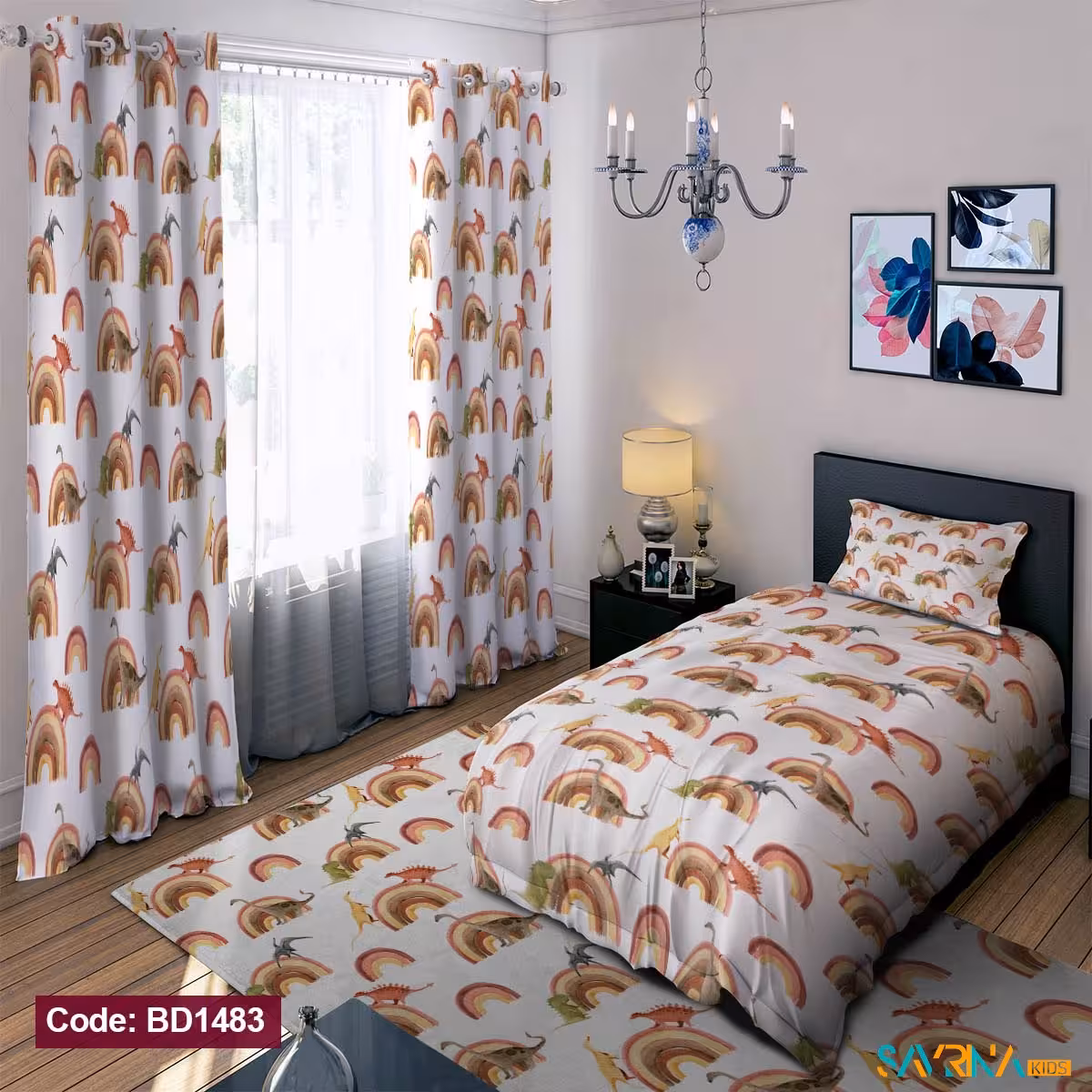 ست اتاق خواب طرح دایناسور کوچولو کد BD1483