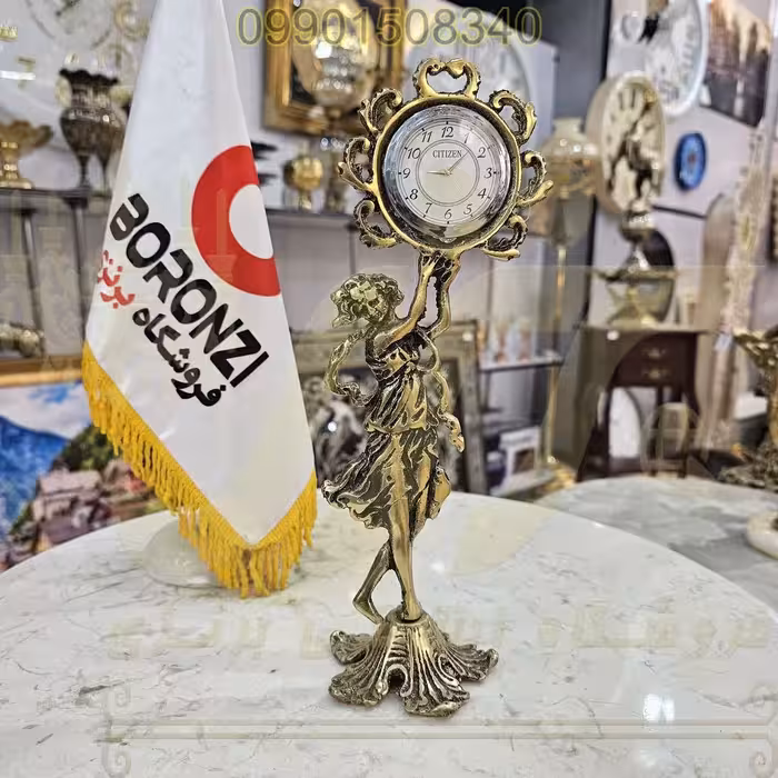 ساعت روميزي برنزي بانو