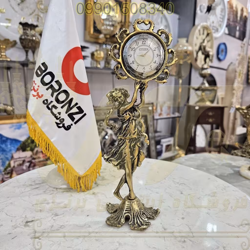 ساعت روميزي برنزي بانو