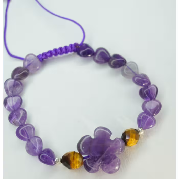 دستبندطرح گل آمیتیست و چشم ببر کد 310255