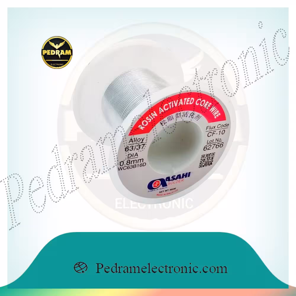 سیم لحیم 50 گرمی آساهی (ASAHI) CF-10 – قطر 0.8 میلی‌متر، مناسب برای لحیم‌کاری دقیق و حرفه‌ای
