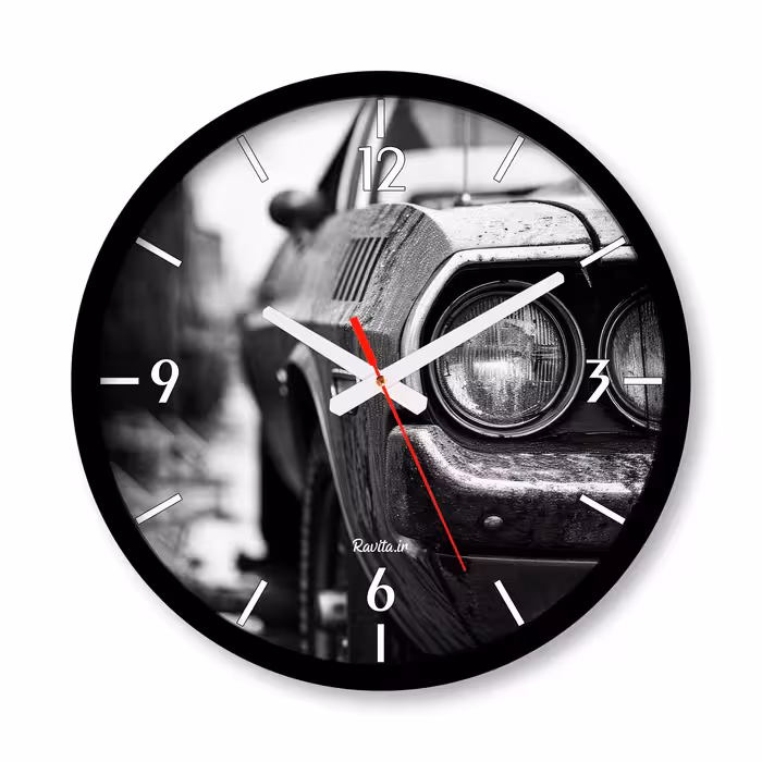 ساعت دیواری بزرگ راویتا طرح ماشین کلاسیک - Classic Car کد 3696