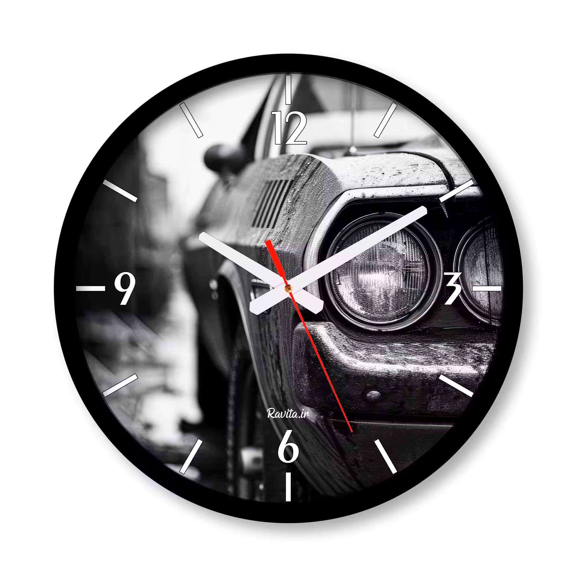 ساعت دیواری بزرگ راویتا طرح ماشین کلاسیک - Classic Car کد 3696