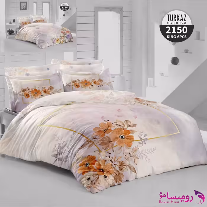 قیمت و خرید روتختی طرح گل نارنجی دونفره برند ترکاز کد 2150