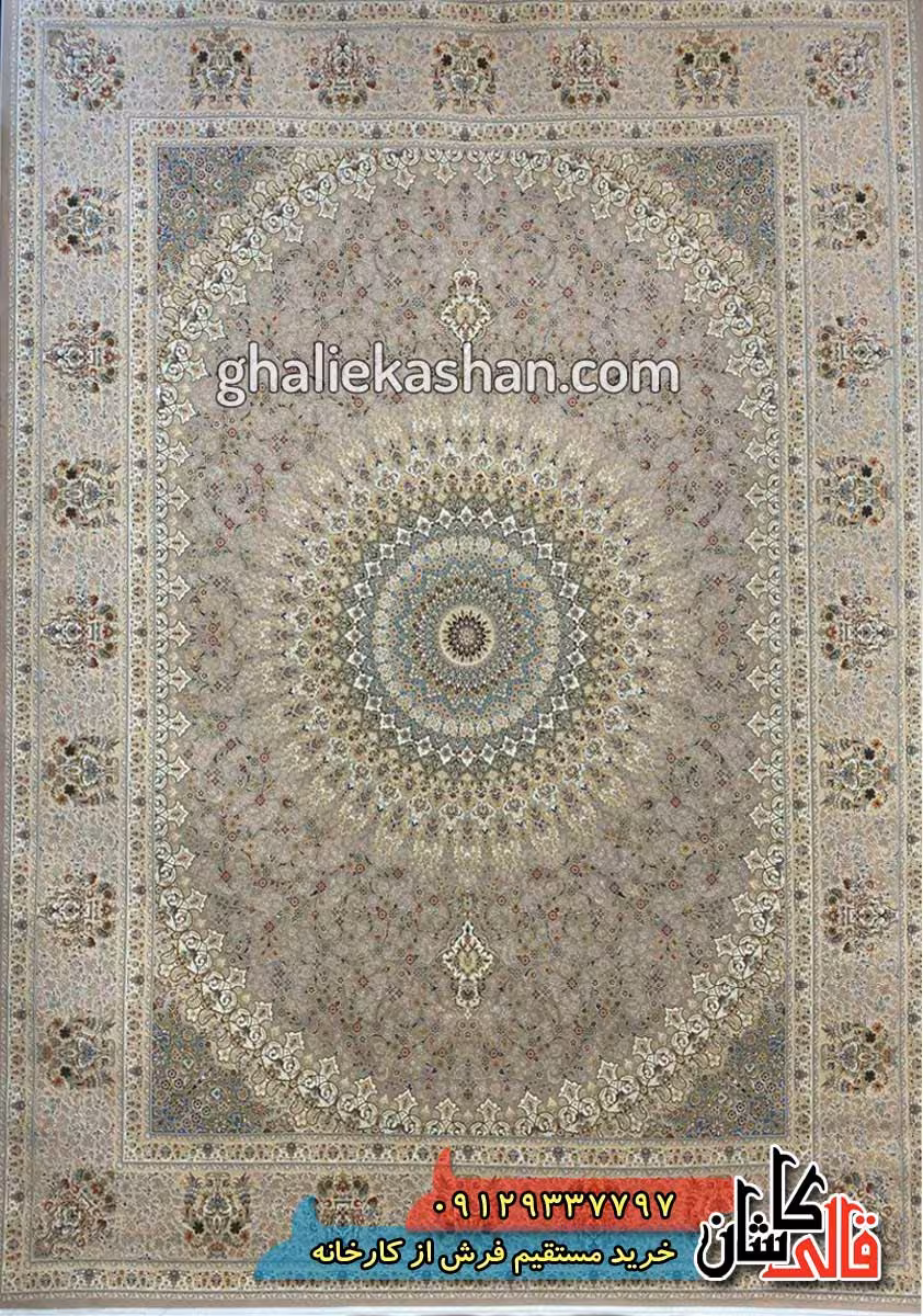 فرش 1600 شانه طرح رزا زمینه شکلاتی کاشان