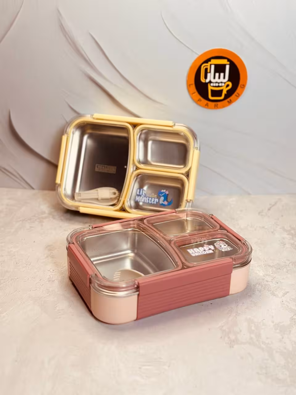 ظرف غذا (لانچ باکس) سه قسمتی واشر دار مخزن استیل کد 1824