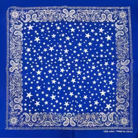 دستمال سر دخترانه رنگ آبی طرح ترمه و ستاره