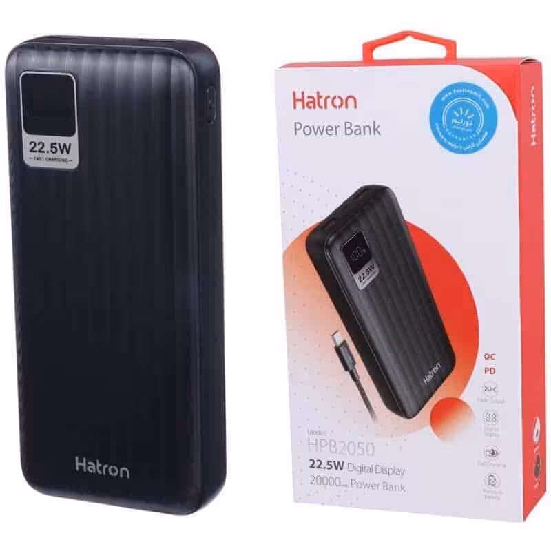 پاور بانک فست شارژ هترون HPB2050 QC PD 225W ظرفیت 20000 میلی آمپر ساعت