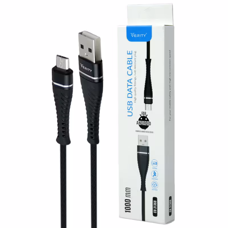 کابل میکرو یو اس بی فست شارژ Verity CB3136B 1m