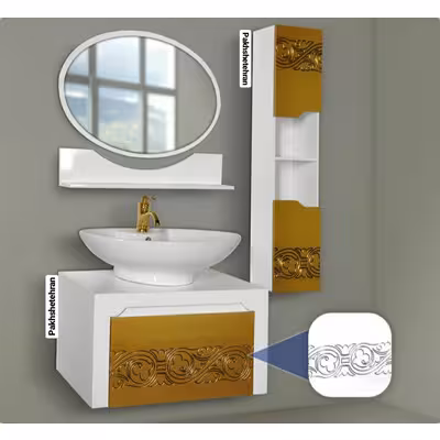 روشویی کابینت دار ID3000 طلایی 70 سانت