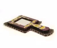 آینه دستی کادویی طرح دار چوبی کد MH1011