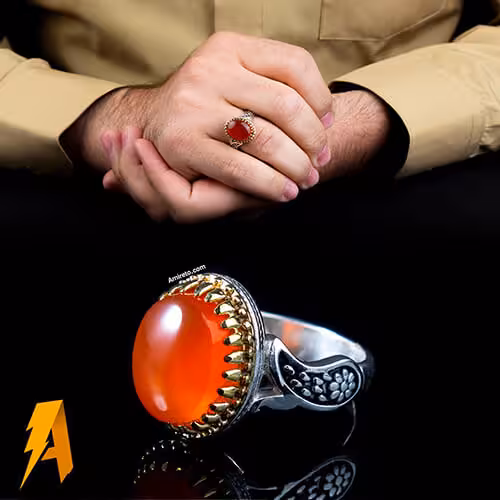 انگشتر عقیق سرخ یمنی کد 4718