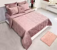 روتختی دو نفره مخمل 7 تکه طرح لئون پوست پیازی