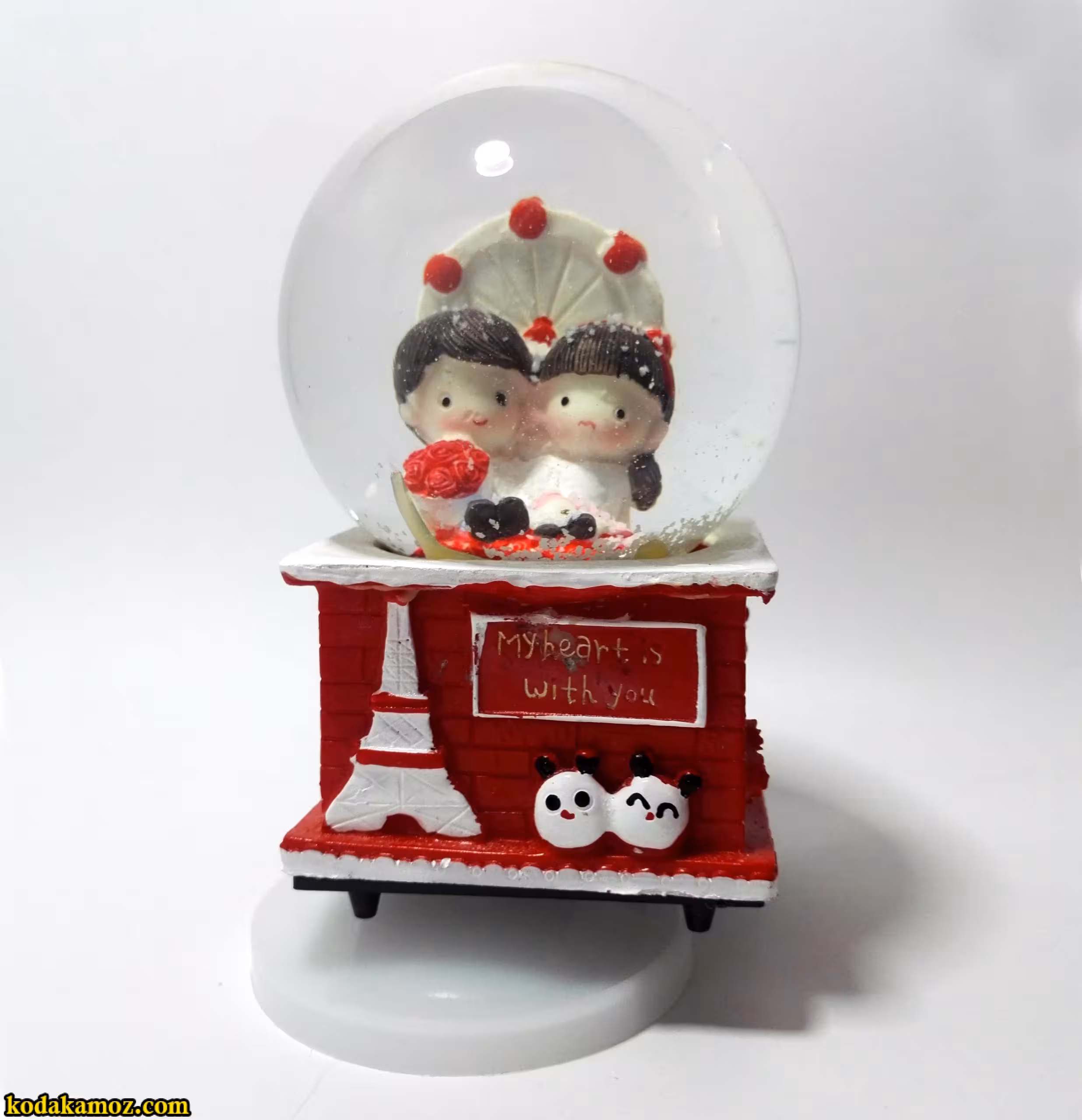 گوی موزیکال برفی (گوی موزیکال دختروپسر برج ایفل) سایز متوسط