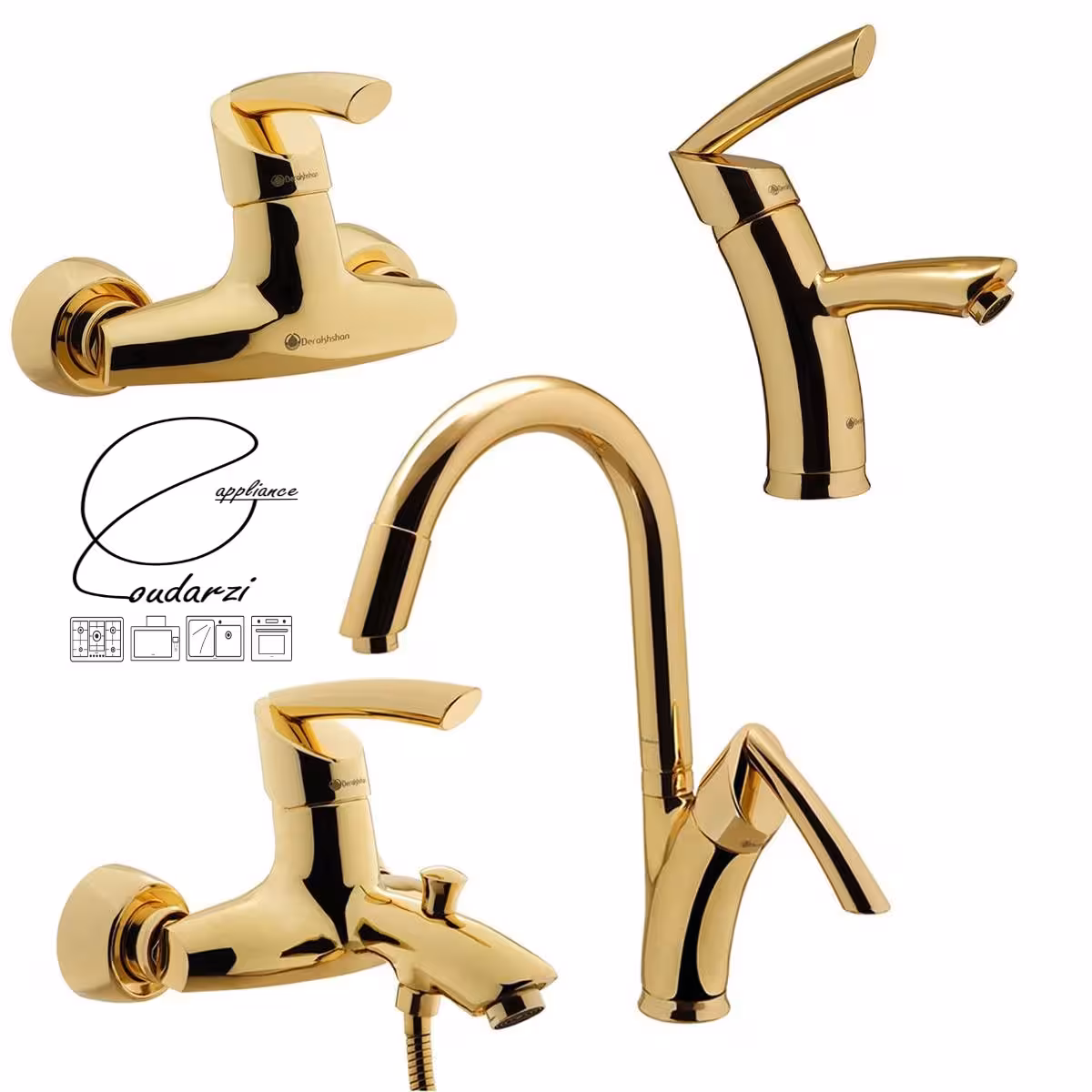 ست شیرآلات درخشان مدل تاپ گلد