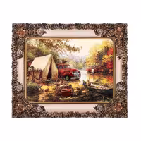 تابلو فرش ماشینی دنیای فرش طرح ماشین و قایق کد 742