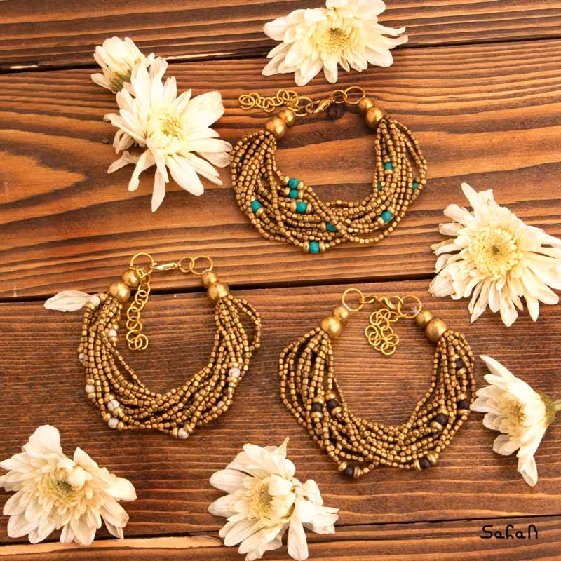 دستبند هندی برنجی طلایی