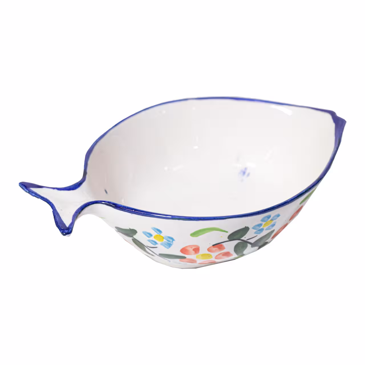 ظرف سرو سفالی مدل ماهی طرح گل سرخی