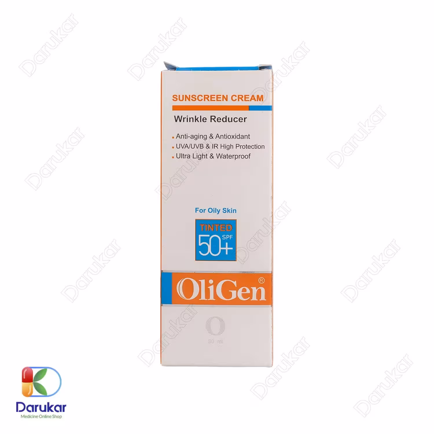 کرم ضدآفتاب و ضد چروک رنگی پوست چرب الی ژن SPF50