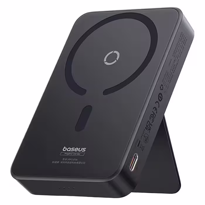 پاوربانک بی‌سیم 20 وات بیسوس مدل MagPro Magnetic Bracket 20w با ظرفیت 5000 میلی آمپر ساعت به همراه کابل USB-C به USB-C | کالا مکس