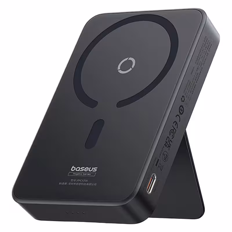پاوربانک بی‌سیم 20 وات بیسوس مدل MagPro Magnetic Bracket 20w با ظرفیت 5000 میلی آمپر ساعت به همراه کابل USB-C به USB-C | کالا مکس