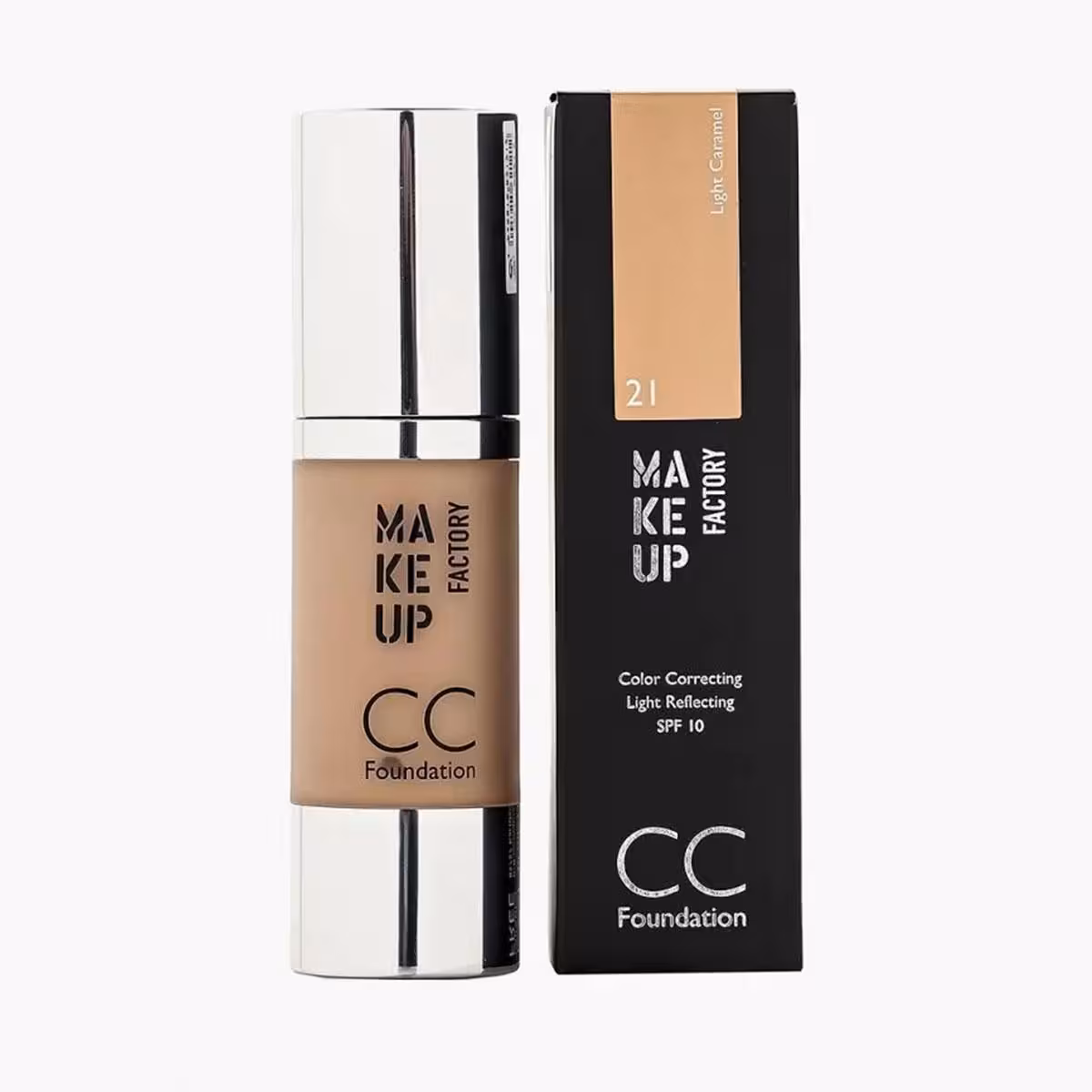 سی سی کرم میکاپ فکتوری رنگ لایت کارامل MAKEUP FACTORY CC FOUNDATION SPF 10 21LIGHT CARAMEL