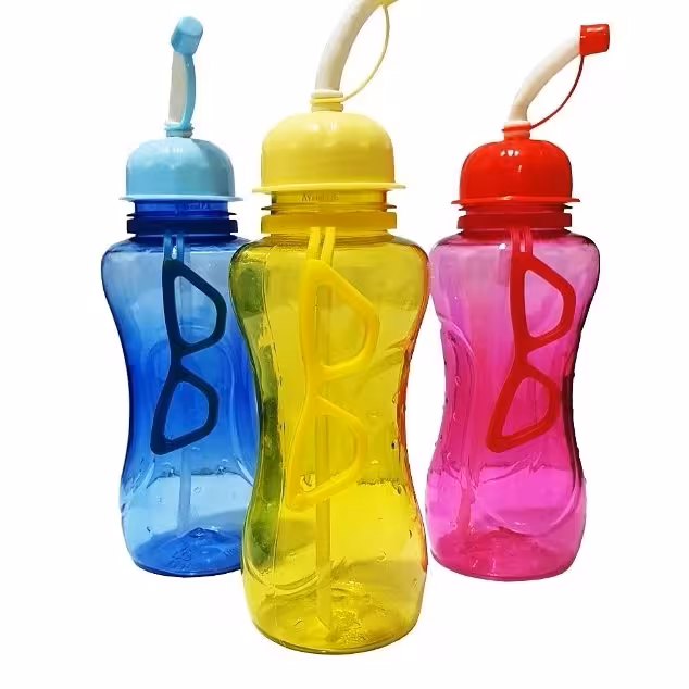 قمقمه عینکی نی دار شفاف در رنگ ها ی مختلف