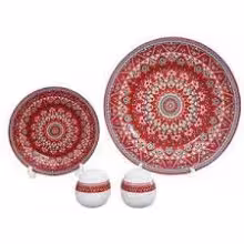 سرویس پذیرایی 9 پارچه مورانو طرح ترنج زرشکی ورژن 2