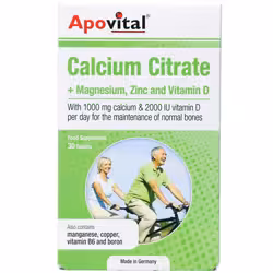 قرص کلسیم سیترات همراه با منیزیم زینک و ویتامین دی 30 عددی آپوویتال