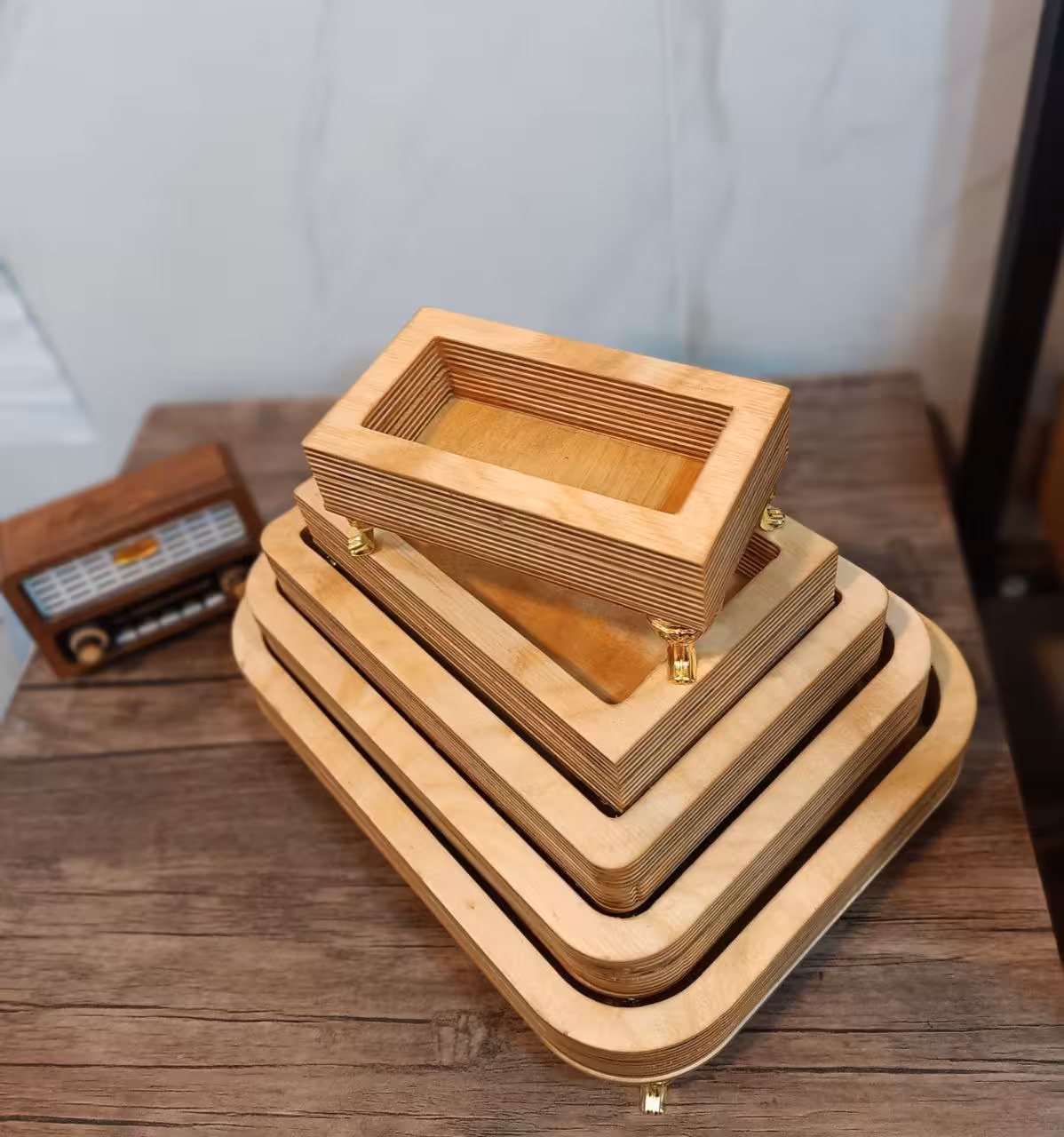 ست سرو 5 تیکه مستطیل پایه فلزی