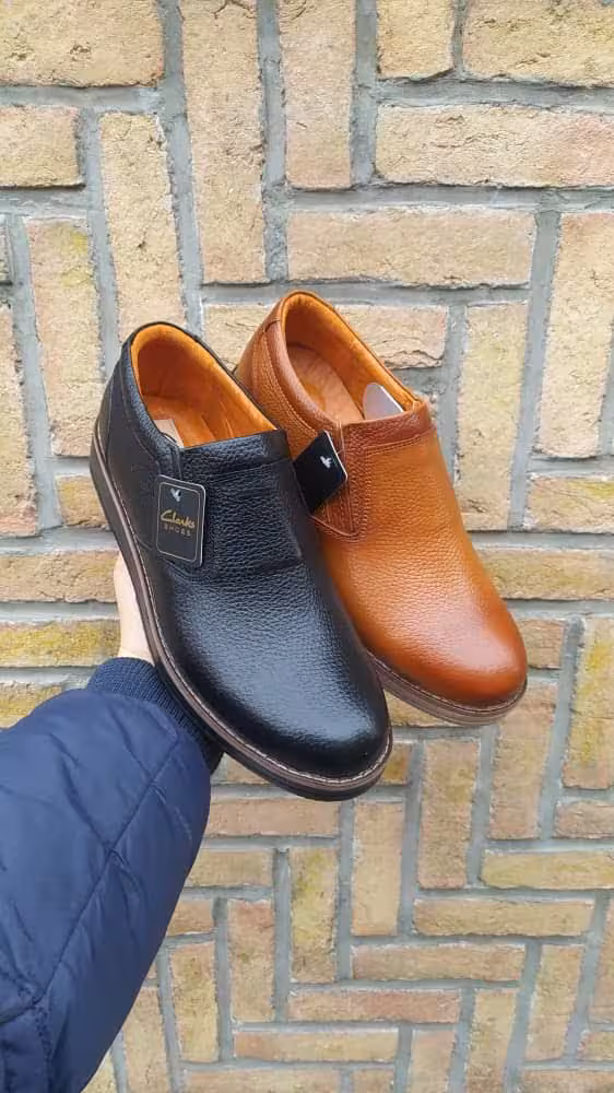 کفش مردانه طبی تمام چرم کد 2256 بدون بند