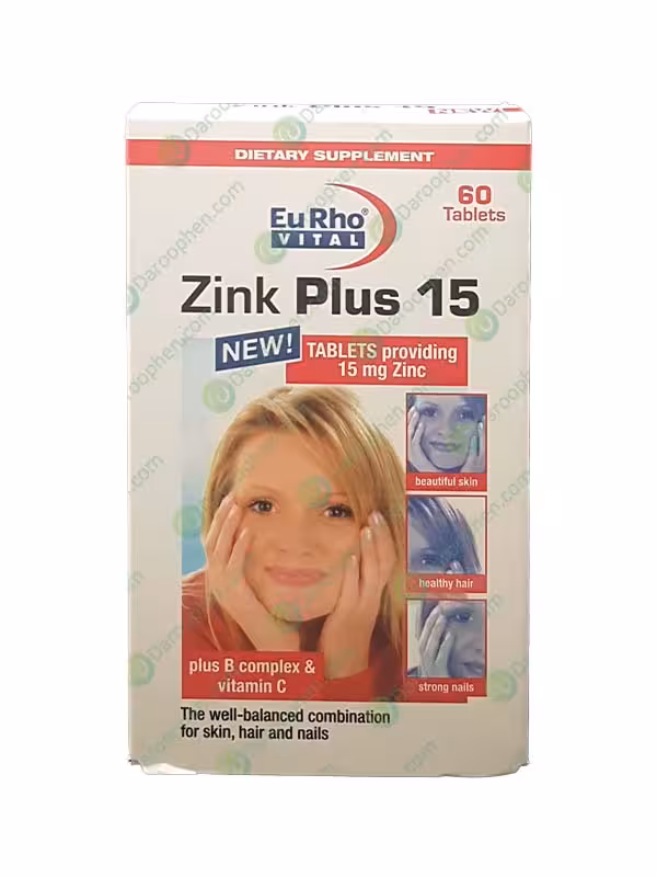 قرص زینک پلاس (15 میلی گرم) یوروویتال 60 عدد – Eurho Vital Zink Plus 15 mg 60 Tabs