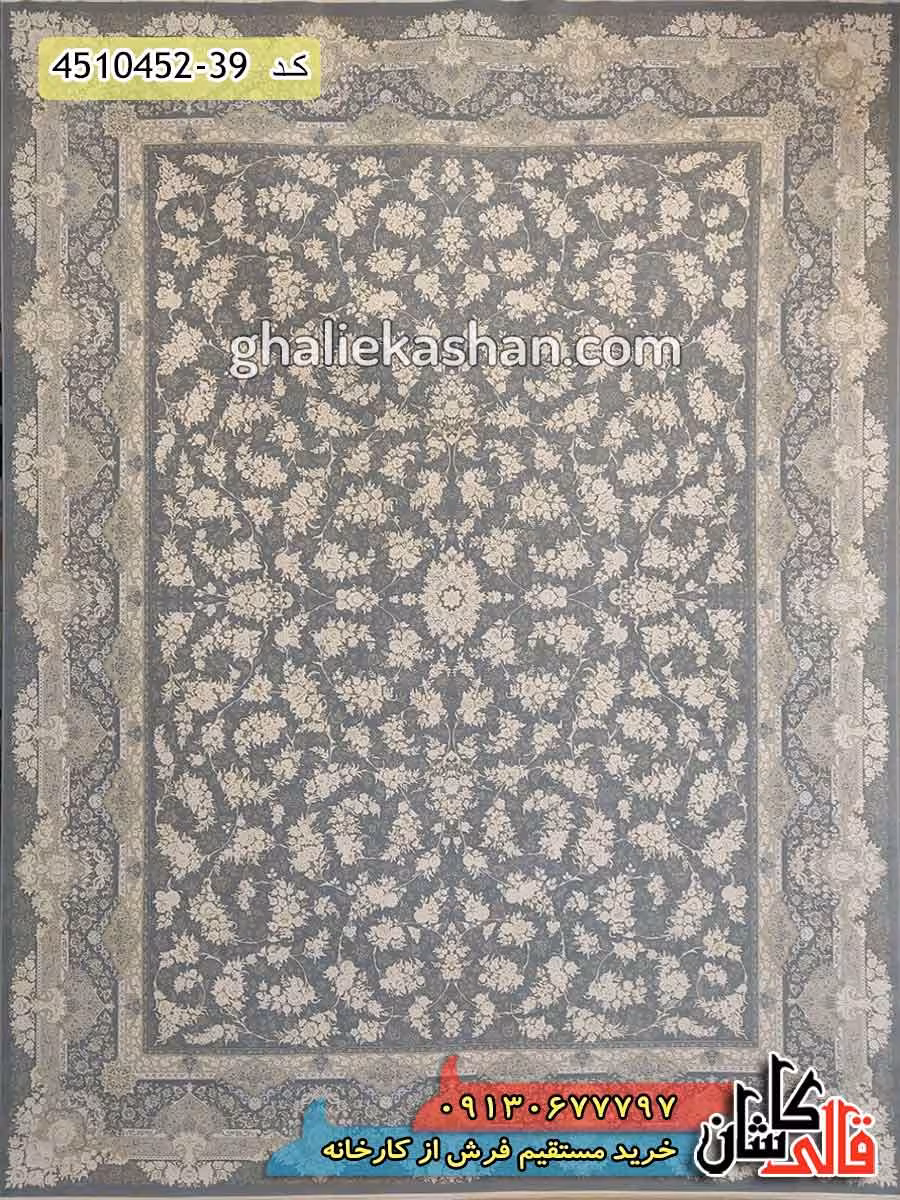 فرش طلاکوب 1500 شانه طرح افشان شکوفه زمینه فیلی کاشان – گل برجسته