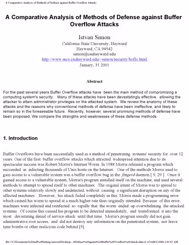 خرید و دانلود نسخه کامل کتاب A Comparative Analysis of Methods of Defense against Buffer Overflow Attacks