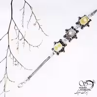 دستبند نقره چشم نظر سنگ باباقوری کد 12077