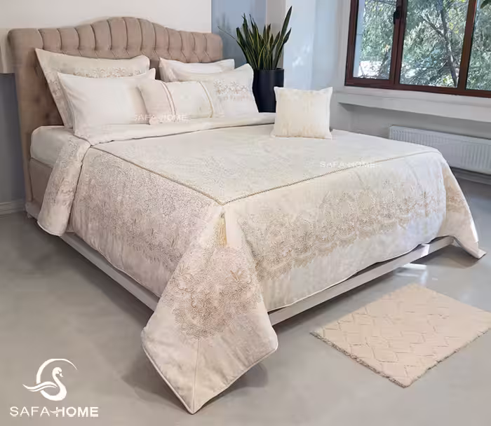 روتختی دونفره عروس 8 تکه طرح دانته بژ