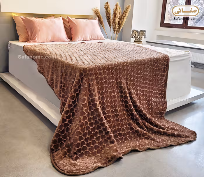 پتو یک نفره روشا مدل قلب نسکافه ای