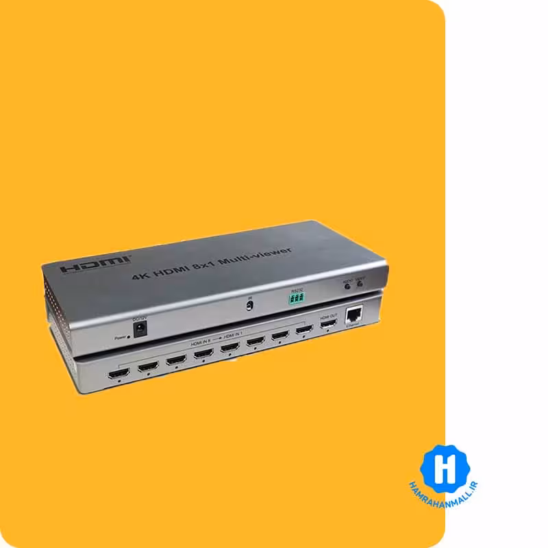 سوئیچ کواد 8 پورت HDMI با ریموت کنترل و آداپتور کی نت K-SWHDQ008